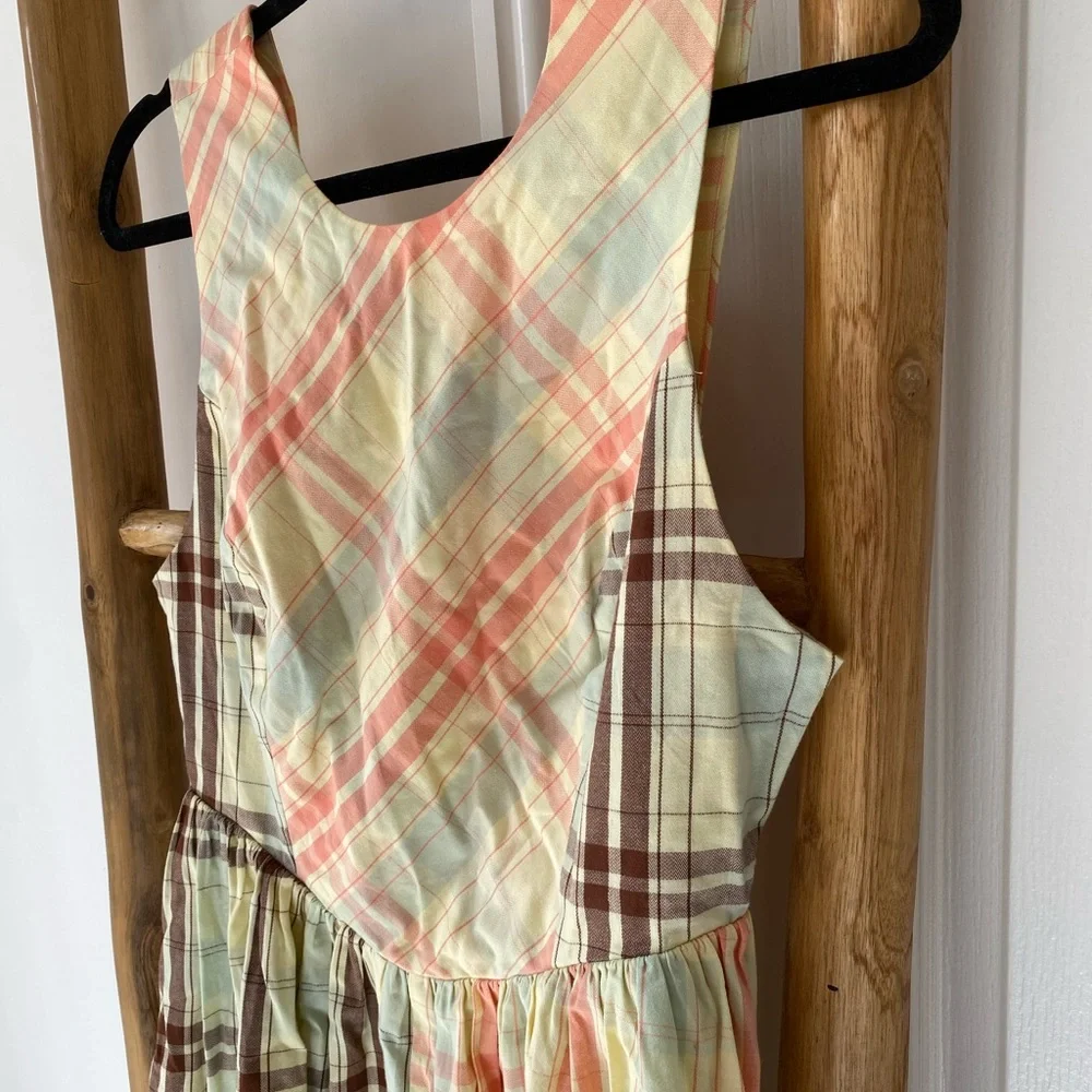 NWT! LyreBird Sleeveless Plaid Nap Mini Dress Size Small 100% Cotton Summer Boho
